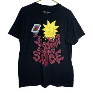 Rick and Morty T-Shirt Large Black Adult Swim Graphic Crew Neck Szechuan Sauce